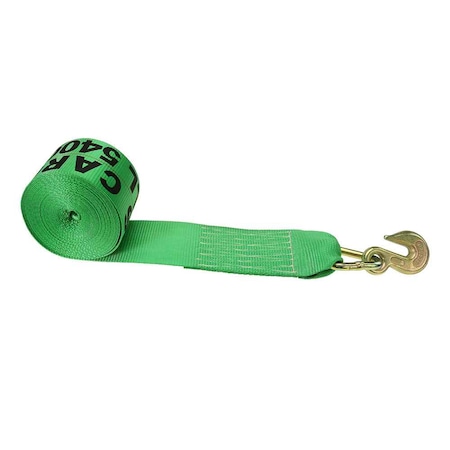 Us Cargo Control 4" x 30' Winch Straps with Grab Hook, 430GH-GRN 430GH-GRN